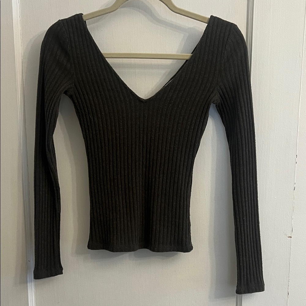 Aritzia Olive Green Deep V Sweater